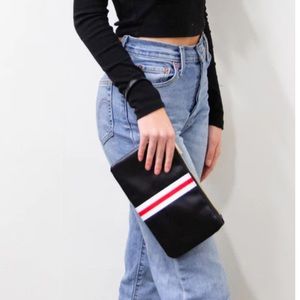 Funky Monkey PREPPY STRIPE ZIPPER CLUTCH - RED/WHITE STRIPE